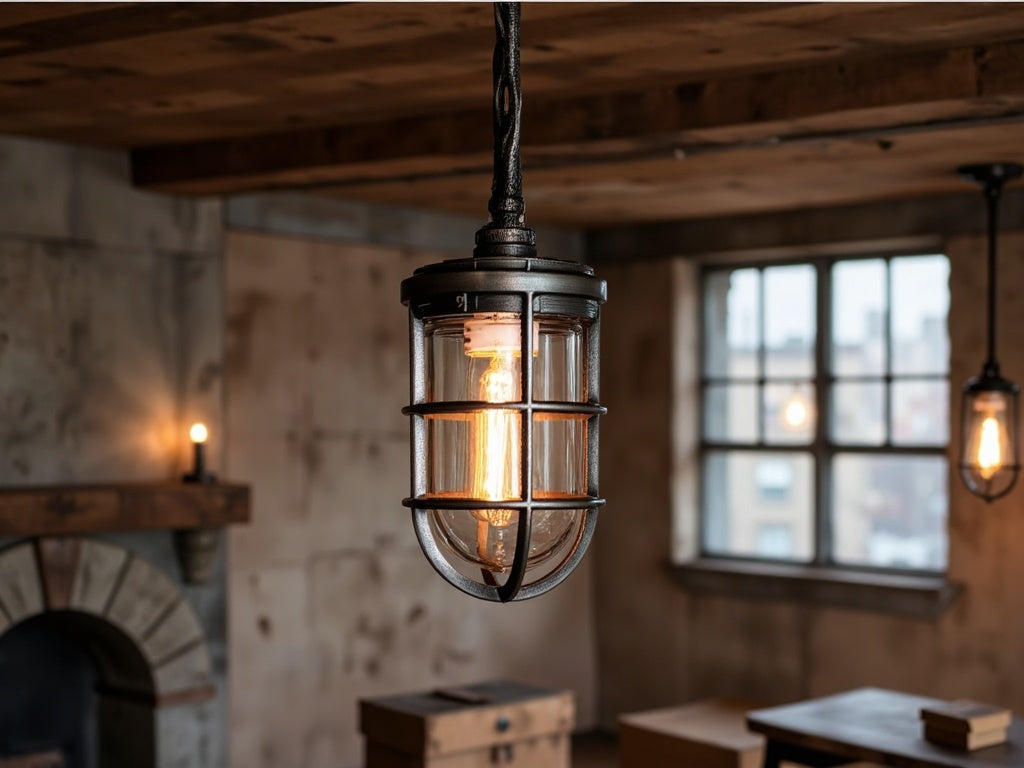 exposed flex conduit pendant light