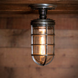 industrial caged ceiling light fixture