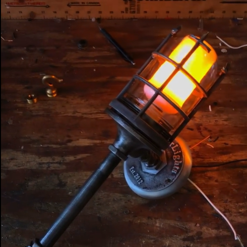 Torch light, retro chic, industrial, wall cage light