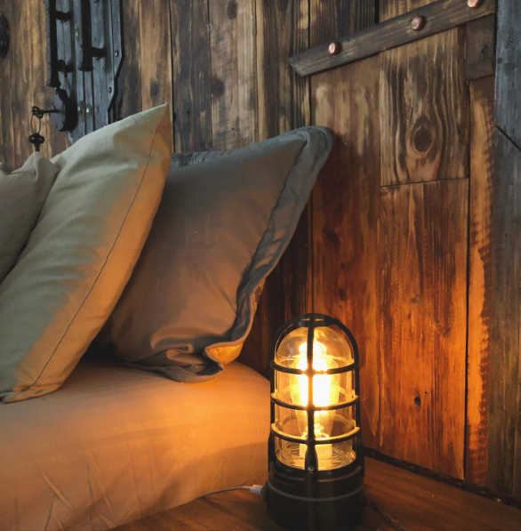 Bedside lamp, cage light, Edison bulb, industrial chic