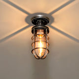 Industrial Cage Overhead Flush Mount Ceiling Light