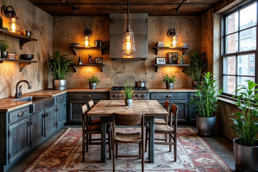 Rustic industrial style wall sconces and wall lighting