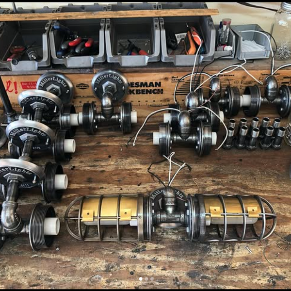 Bold industrial steampunk light fixture for modern rustic interiors