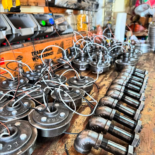 Sturdy cast iron light fixture for industrial or heavy-duty use handmade in america