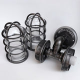 Vintage aesthetic iron pipe wall light with double glass globes and two bulbs
