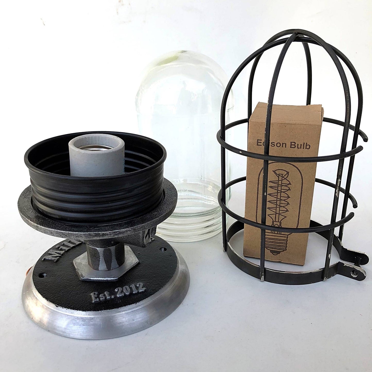 Grunge Black Flush Mount Light - Wire Cage