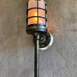 torch industrial-style wall light with frosted glass and flame bulb