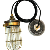 brass wire cage cord pendant light