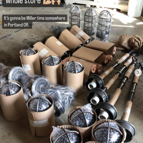 Industrial, rod light, metal cage, 