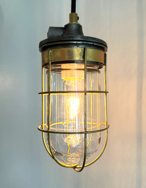 black cord hanging light cage