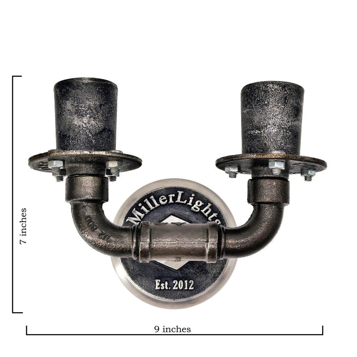 Exposed Pipe Light with Two Edison Bulbs - Rustic Industrial Sconce