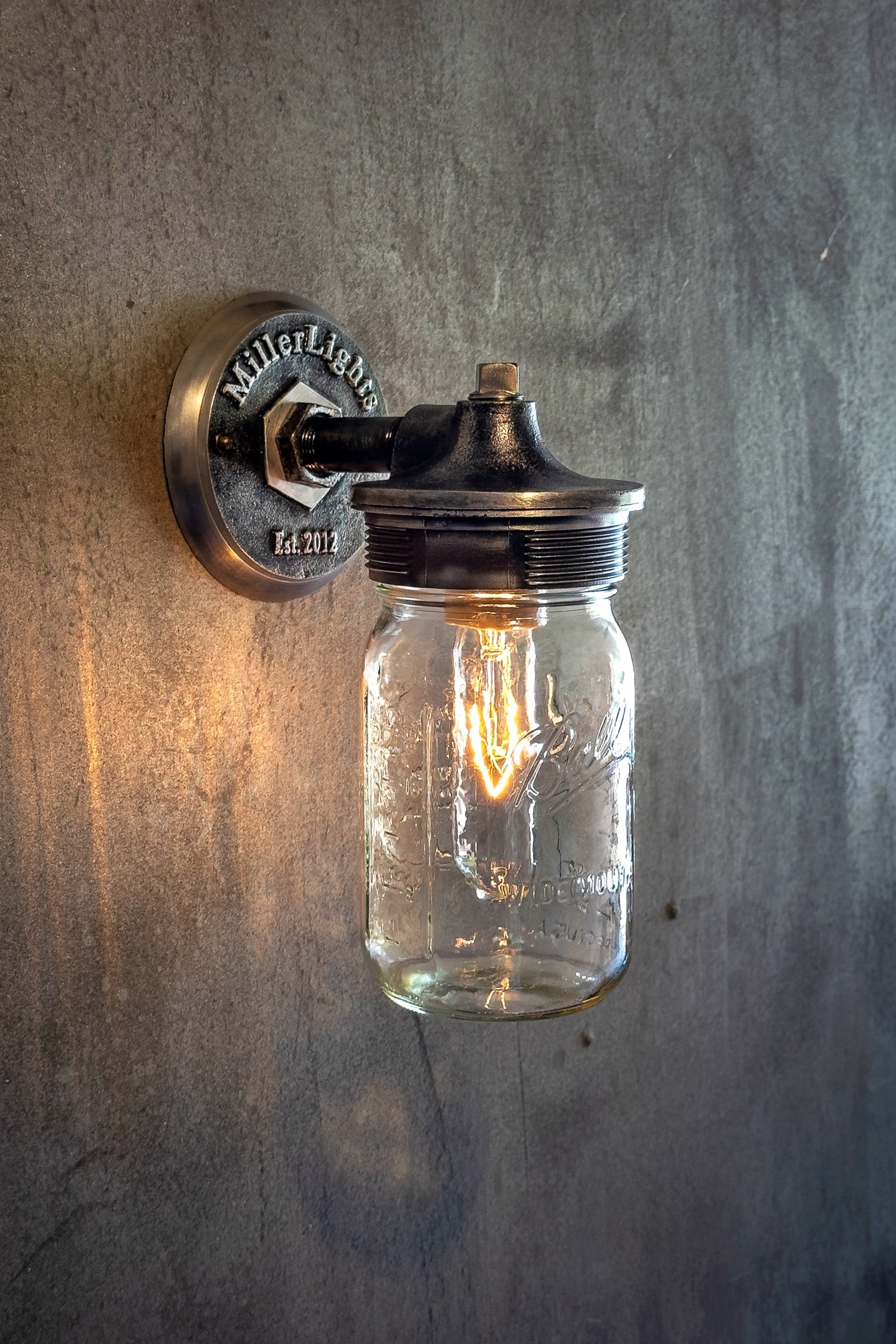 Rustic Mason Jar Wall Light