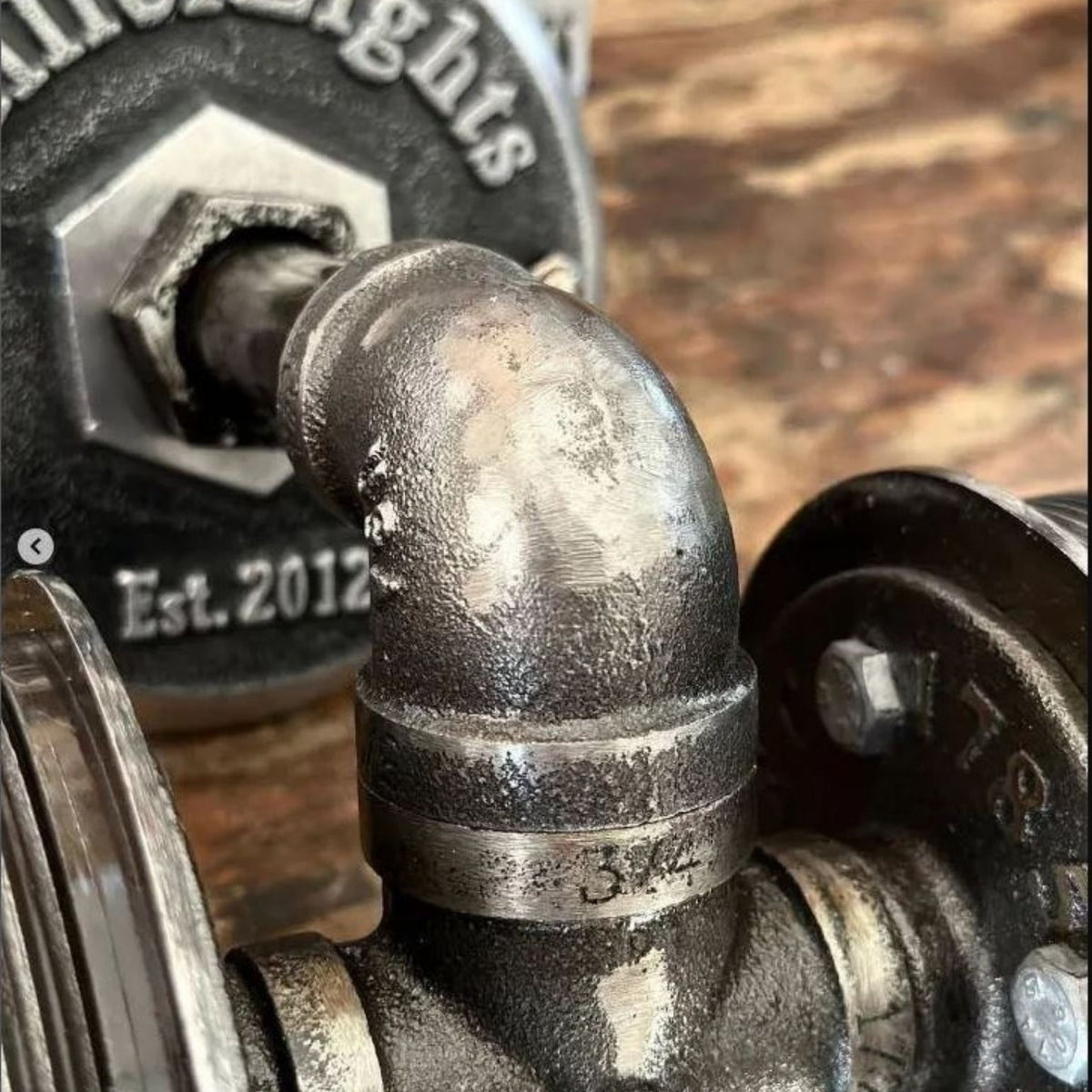 Distressed black piping 