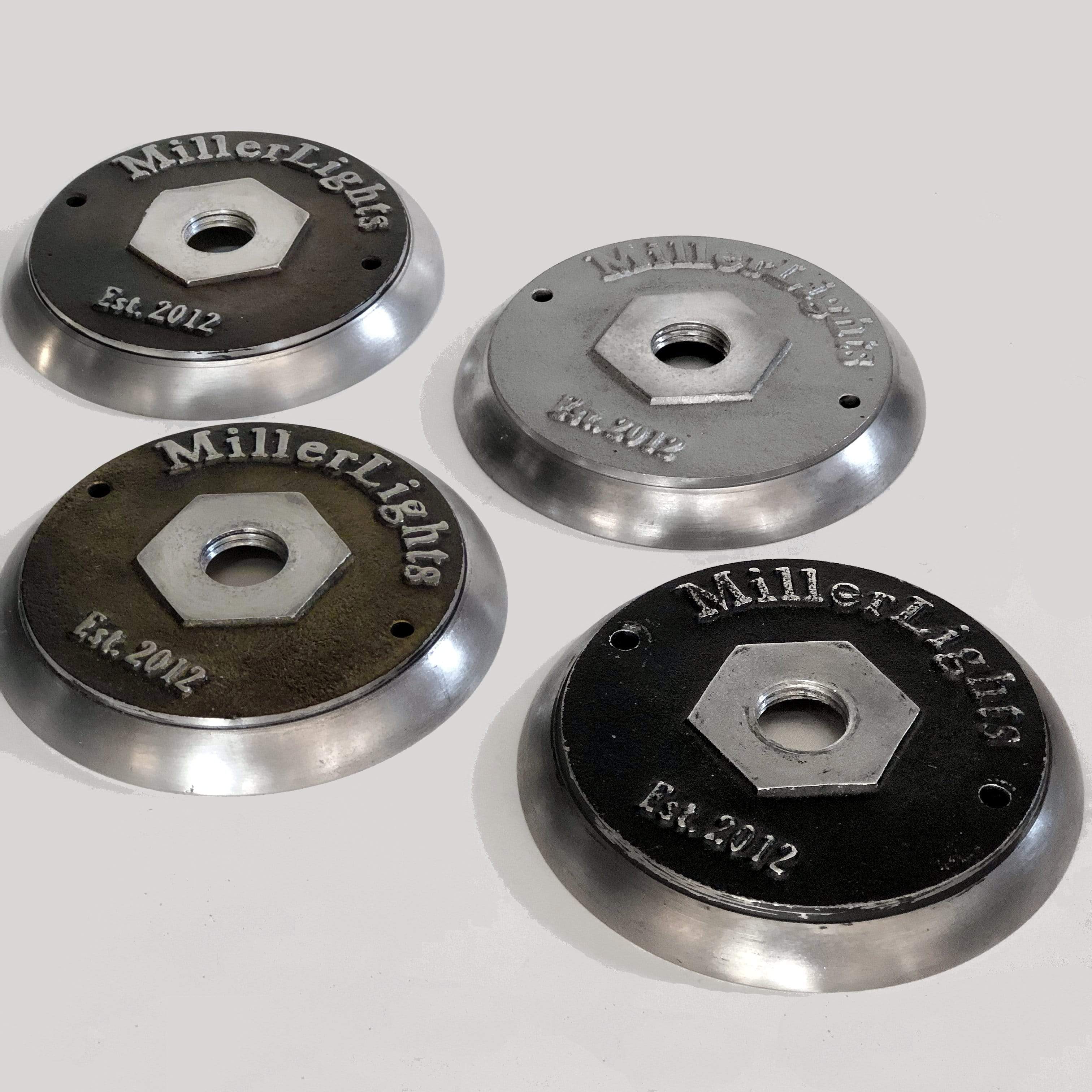 Industrial Wall Mount Backplate, Pipe Flange 1/2" or 3/4" -  MillerLights