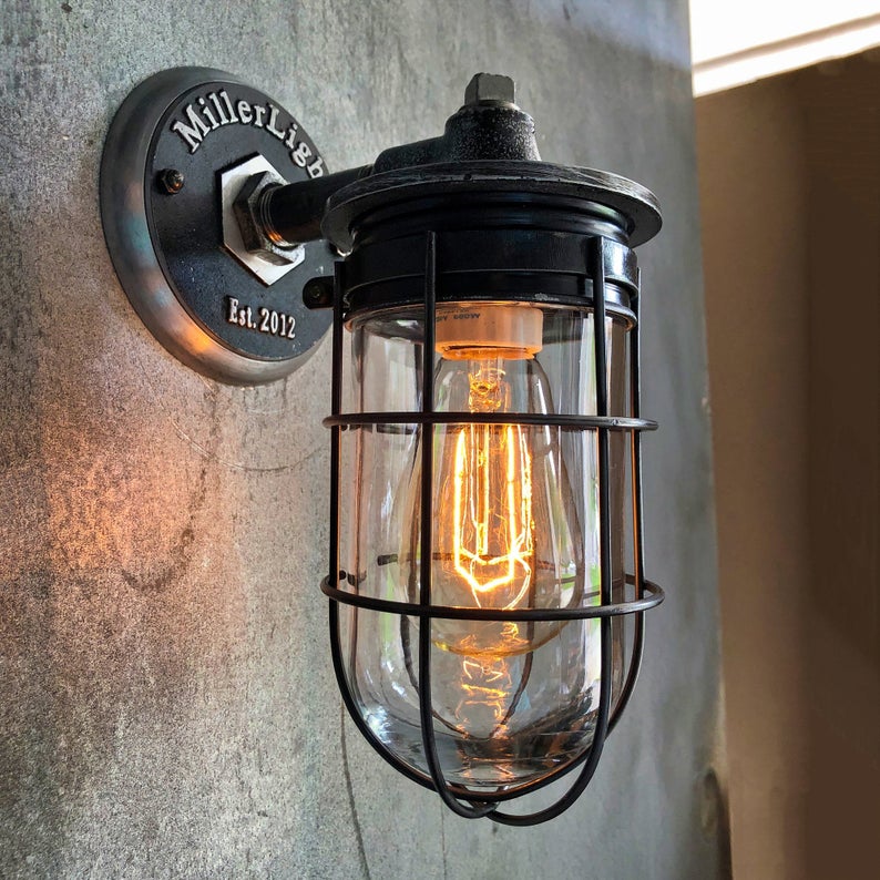 Grunge Black Wire Cage Wall Sconce