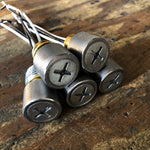 Load image into Gallery viewer, cast iron industrial light switches on wood table
