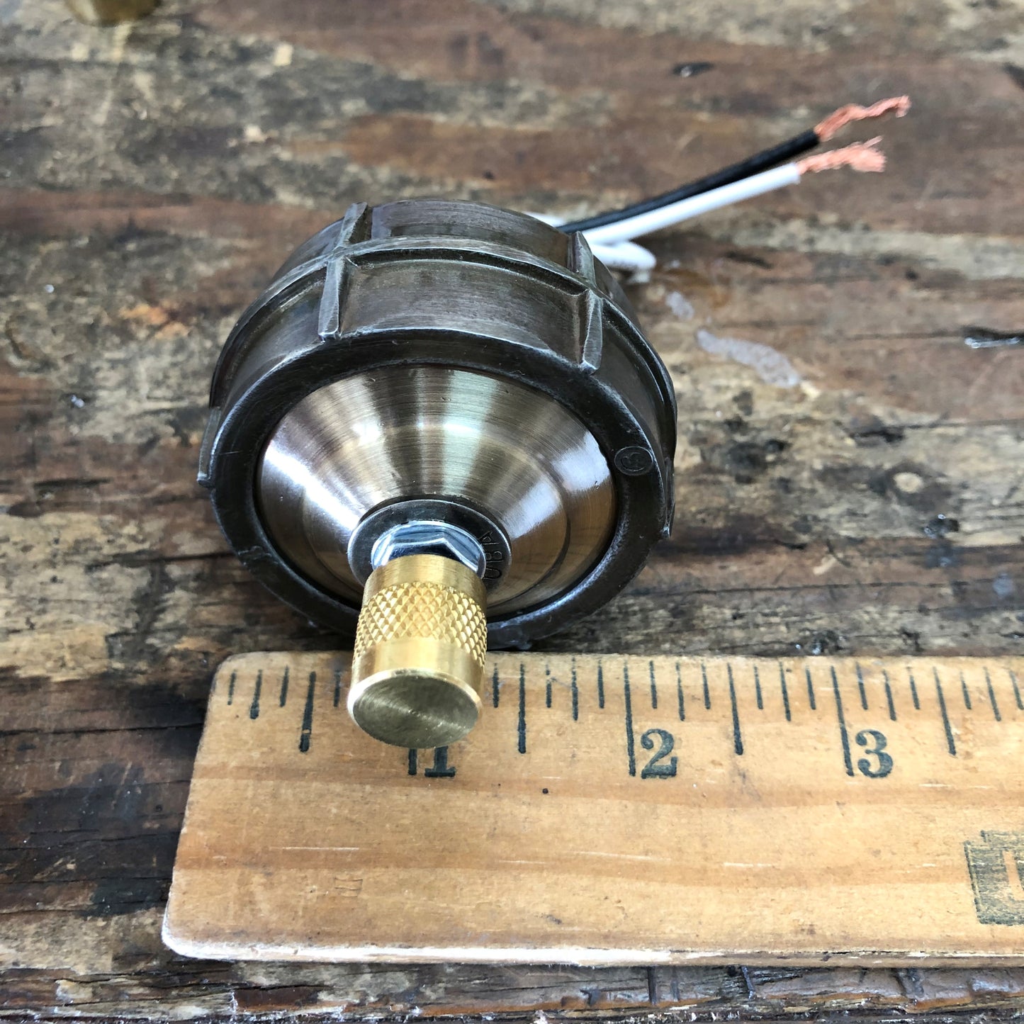 Barrel Dimmer With Brass Knob