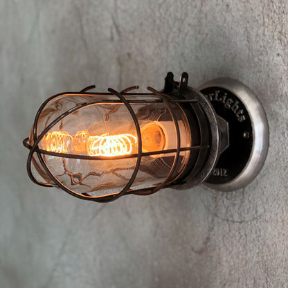 Grunge Black Flush Mount Light - Wire Cage