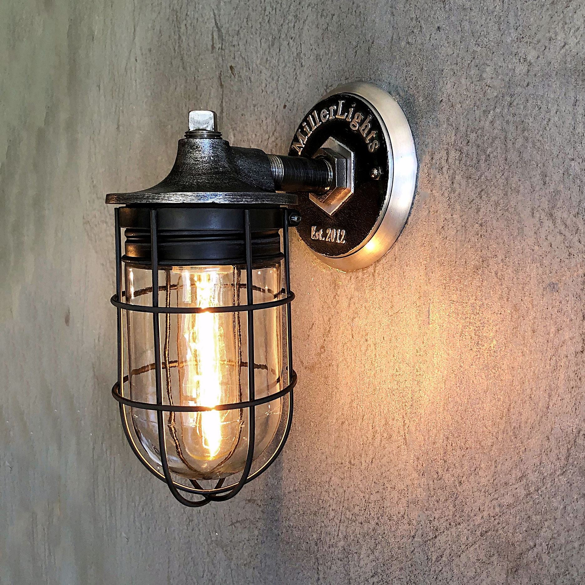 Grunge Black Wire Cage Wall Sconce