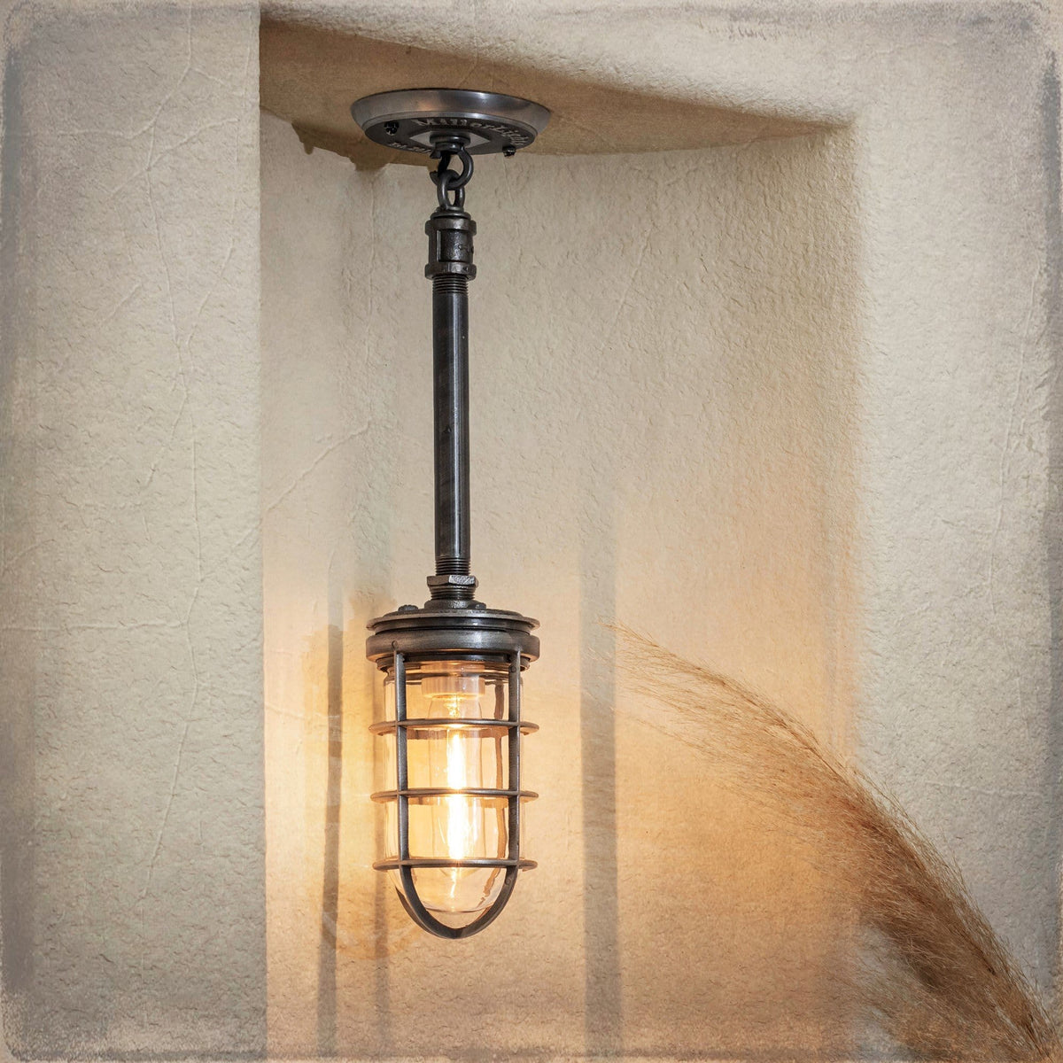 industrial cage pendant light black pipe millerlights lighting products