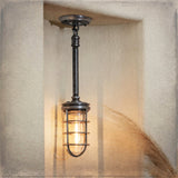 industrial cage pendant light black pipe millerlights lighting products