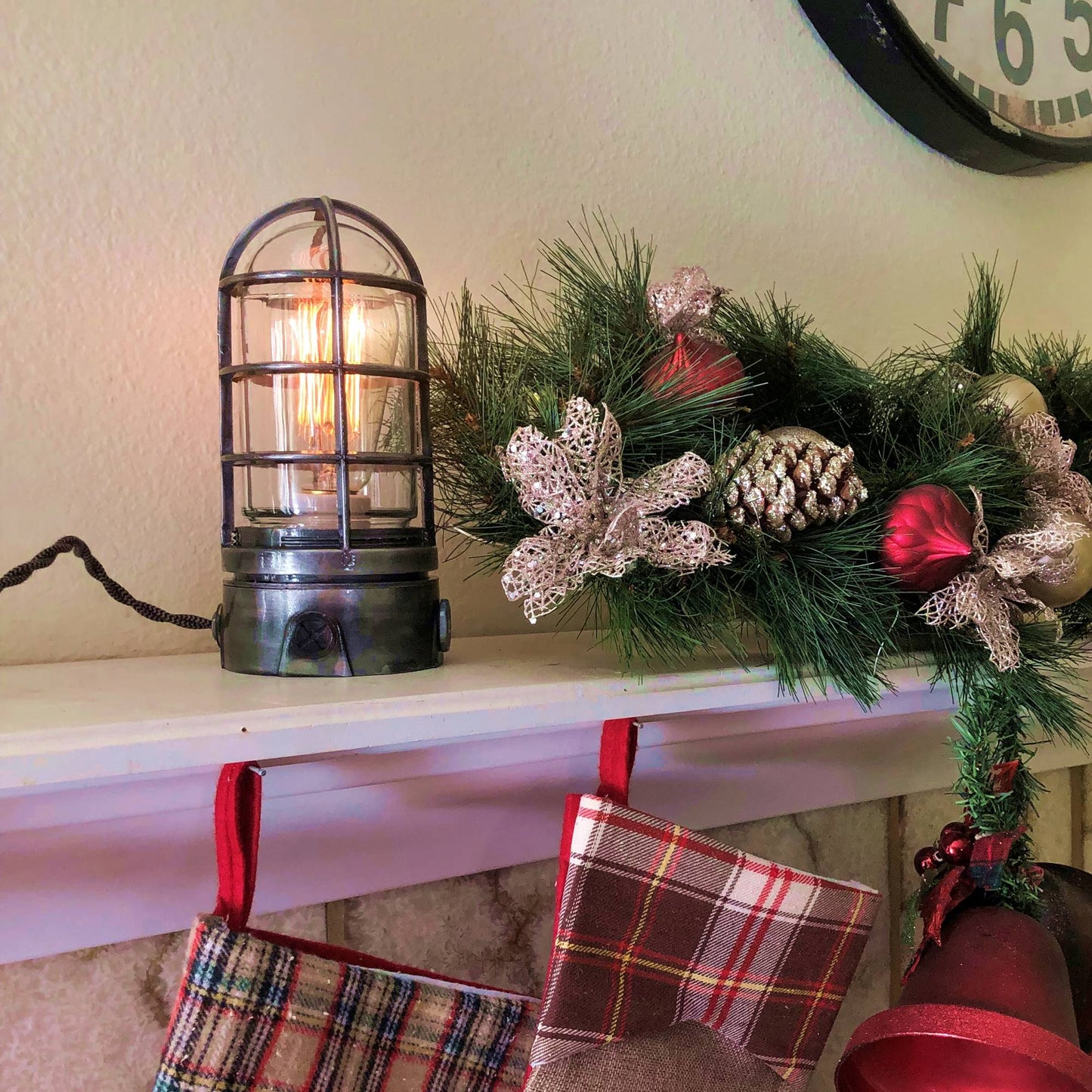 industrial lamp christmas gift fireplace with lamp on 