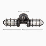 Load image into Gallery viewer, 2 cage light fixture size measurements 
