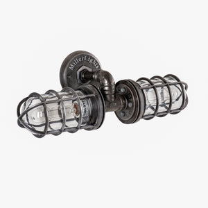 2 lite wall sconce with distressed cages