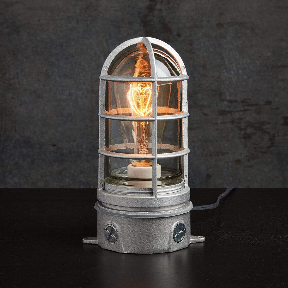 Industrial Bedside Table Lamp with USB Charger 