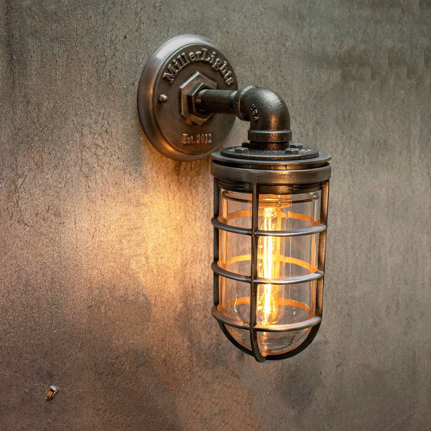 Industrial cage Light fixture, wall sconce by MillerLights