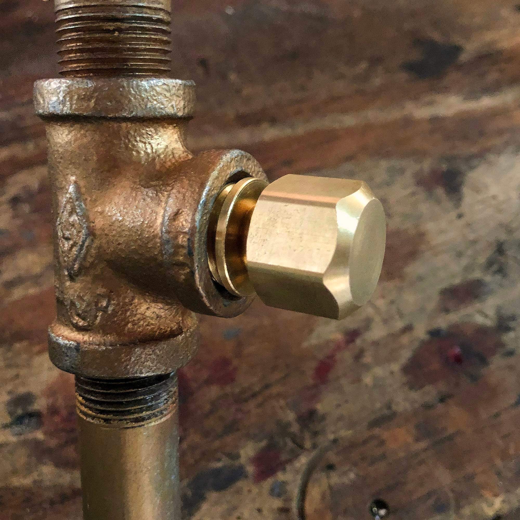 brass painted pipe lamp with knob switch 