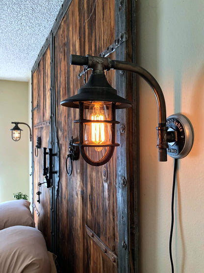 Rustic Wall Lantern Plug in with Dimmer - 'Merchant'