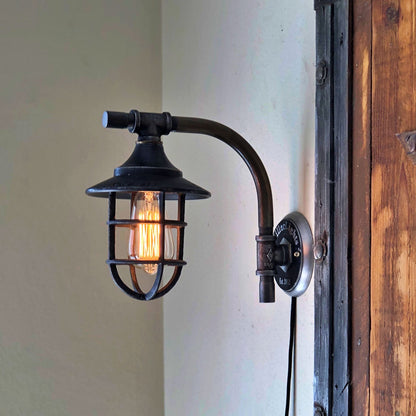 black rustic industrial wall sconce fixture