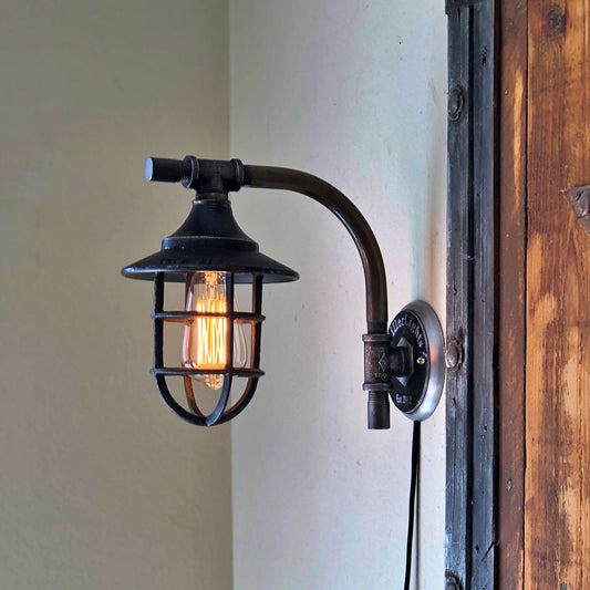 black rustic industrial wall sconce fixture