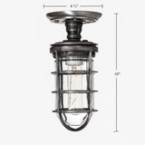 Sizing diagram of The Ward industrial semi flush mount ceiling light fixture, displaying a 10 inch total fixture length and a 4.75 inch ceiling canopy mounting plate diameter.