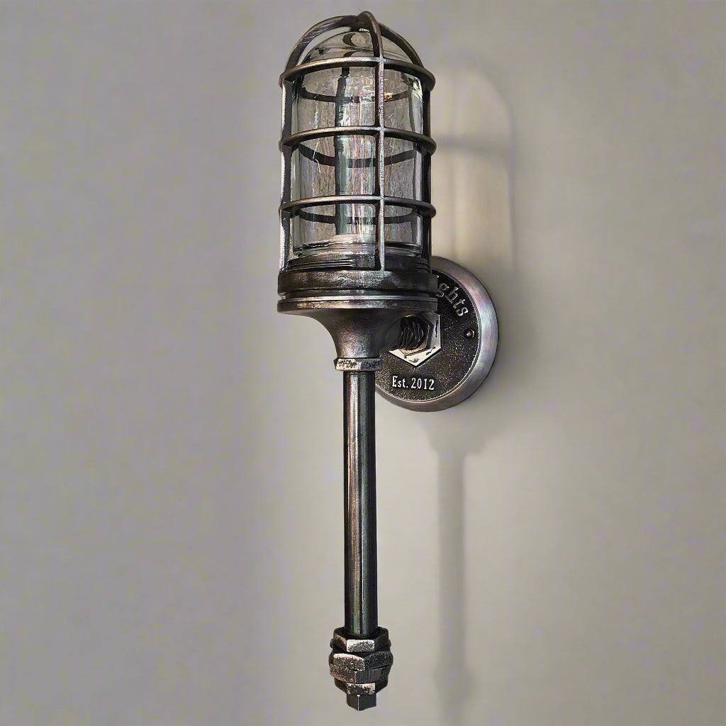 dark metal wall light torch style 
